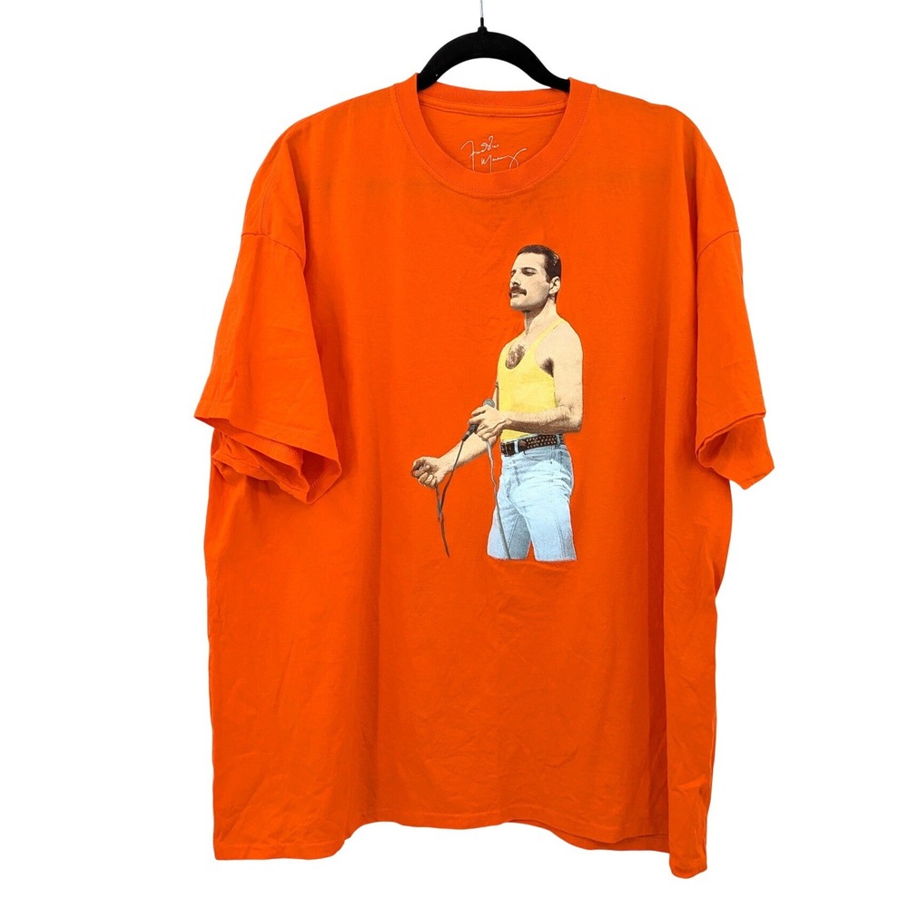 Bold Orange Rock Band Graphic Tee Oversized Freddie‎ Mercury Concert Style XXL